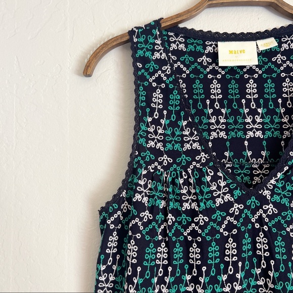 •MAEVE• Anthropologie Navy Blue Cammie Embroidered Peplum Sleeveless Top Size XS - Picture 4 of 12